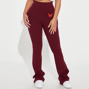 Pantalons en jean droits à taille mi-haute extensibles et à devant plat de couleur unie pour femmes et filles en gros - Product Image 5