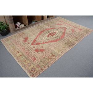 Vintage 5 'X 8' tapis turc rouge et Beige plat tissage tapis avec motif Patchwork Latex support pour décorations de salon - Product Image 5