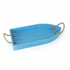Nautical Theme Modern Aqua Blue Finish Boat Shaped <b>Wooden</b> Tray For Weddings Homes Hotels & Restaurants Featuring <b>Bamboo</b> Material - Product Image 4