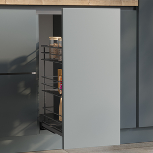 Emuca Titane 300 mm carrello estraibile in acciaio grigio antracite con portaoggetti con chiusura morbida - Product Image 3