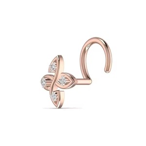 14KT Yellow Rose White Gold Wedding Wear Fine Jewellery Gift Piercing Body Jewelry 0.02CT Natural Diamond <b>Nose</b> Pin for Women - Product Image 1