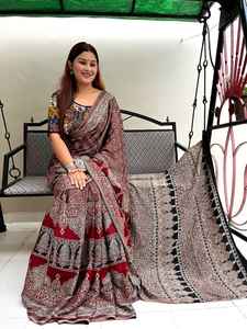 Blusa Sari de trabajo digital con estampado de algodón importado de diseño Evergreen, calidad superior para mujer, fabricada por Surt India - Product Image 5