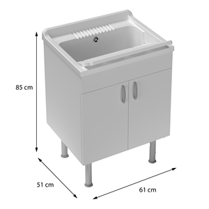 Lavabo da bagno Mongardi Star con mobiletto a pavimento, maniglia a leva, vasca in resina verniciata, piedini forabili per installazione rubinetto, resistente agli acidi - Product Image 3