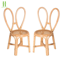 Chaise en rotin pour enfants en bois massif chaise de salle à manger pour tout-petits siège en rotin tissé couleur pastel personnalisé fête d'enfants événement prix d'usine