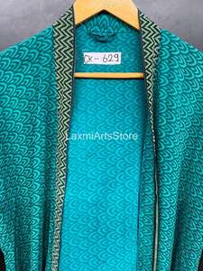 Kimono de Seda Crepé Hecho a Mano en India, con Cintura Elástica, para Playa o Descanso, Estilo Boho, para Mujer, Primavera, Verano, Otoño - Product Image 2