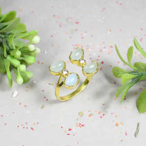 Wholesale 92.5 Sterling Silver Handmade <b>Statement</b> <b>Ring</b> with Aqua Chalcedony Gemstone Oval Cut Rhodium Plating Fine Fashion Jewelry - Product Image 6