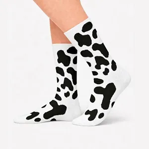 Colorful Sports <b>Socks</b> with Breathable <b>Black</b> Spotted Cow Pattern for Daily Use - Product Image 2