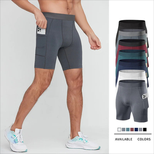 Shorts de compression sportifs respirants en tissu premium pour la gym, l'entraînement, la course à pied et le cyclisme, en polyester et élasthanne extensibles – Vente en gros - Product Image 4