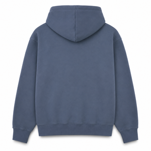 Sweat à capuche bleu ardoise coupe droite personnalisable avec logo, épaules tombantes, en molleton de coton épais, style streetwear avec poche pour homme - Product Image 2