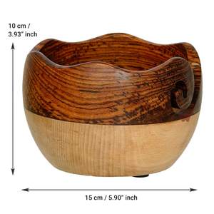 Indian Hand Carved Wooden Comb Joint Yarn <b>Bowl</b> 6 X 4 Undulate Handmade Premium Beech Wood Yarn Storage <b>Bowl</b> - Product Image 4
