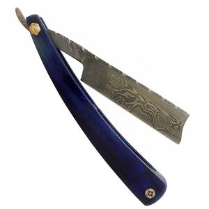 Cuchilla de acero de Damasco hecha a mano, maquinilla de afeitar recta para hombre con alfiler de mosaico único y mango de madera Pakka - Product Image 5