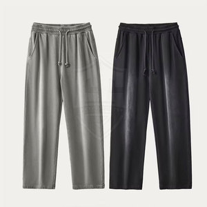 Best-Selling Men's High Quality Acid Wash Canvas <b>Trousers</b> Winter Cotton Gym Wear Mid Waist Custom Wholesale Casual Sport Style - Product Image 3