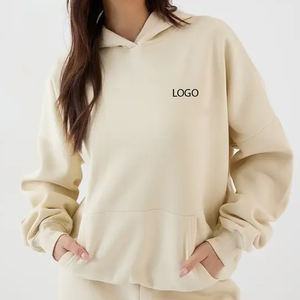 Sweat à capuche en polaire de style simple pour femmes avec un design de pull-over avec des poches kangourou et des manches longues avec un design de logo pour la vente en gros - Product Image 1