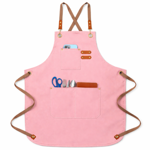 Custom Embroidered Adjustable Canvas <b>Apron</b> <b>Leather</b> Patch Waterproof Kitchen <b>Aprons</b> for Women - Product Image 6