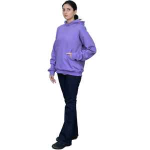 Sudadera con capucha de lavanda de algodón americano sin deber de importación para mujer, lana suave personalizable de ropa de calle, sudadera informal cálida de EE. UU. - Product Image 6