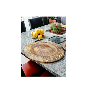 Assiette de chargeur en bois en gros 13 pouces design sculpté assiette de chargeur pour les articles de décoration de table de dîner - Product Image 1