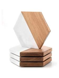 Sous-verres modernes écologiques en bois et marbre, design carré, pour le bureau et la maison - Product Image 4