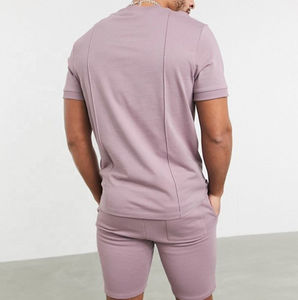 Top qualité hommes été court sport costume mode à manches courtes hommes t-shirt et short ensemble pour hommes personnalisé couleur unie - Product Image 5