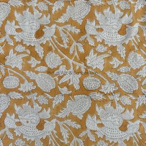 Mantel amarillo de algodón hecho a mano indio hermoso bloque de mano impreso cubierta de mesa de algodón para mantel de boda para la venta - Product Image 3