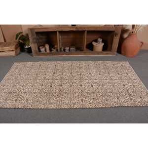 Rústico Beige marrón 3,7X7,5 pies Vintage alfombra turca área grande lana tejido plano látex respaldo Patchwork para adolescentes uso en el pasillo - Product Image 4