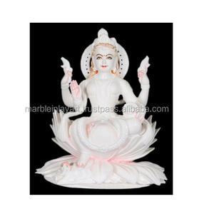 Statue de déesse indienne lxmi Mata de qualité supérieure en marbre blanc poli fait à la main pour le culte et la décoration des tempes - Product Image 1