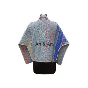 Handmade Vintage Reversible Kantha Jackets for Women Traditional Indian Embroidery Knitted Cotton Various Colors Autumn Logo - Product Image 3