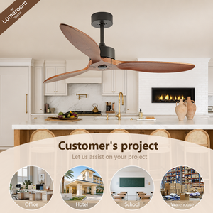 42 Inch 3 Blade Solid Wood Ceiling Fan Without <b>Light</b> <b>Remote</b> <b>Control</b> DC Motor for Bedroom Living Room Downrod Mount - Product Image 3