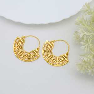 Exclusive <b>Top</b> Choice Hoop <b>Earring</b> 18k Gold Plated Brass <b>Earring</b> Filigree Texture Handmade Hoop <b>Earring</b> Wholesale Womens <b>Earring</b> - Product Image 5