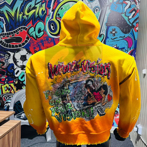 GGsport Hombres 450 GSM Sudadera con capucha con cremallera de gran tamaño Sun-Faded Sudadera con capucha de algodón desgastado con logotipos impresos Boxy Crop Fit Hoodies - Product Image 6