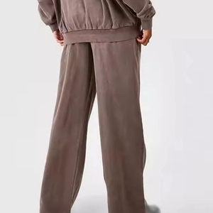 Survêtement surdimensionné délavé à l'acide surdimensionné Ensemble de jogging personnalisé Unisexe Vintage Hoodies Pantalon de survêtement évasé Streetwear Ensemble de jogging - Product Image 6