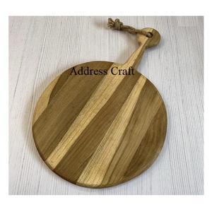 Bloques de cortar de madera multifuncionales de estilo clásico, precio al por mayor, tabla de queso de forma redonda y tablas de charcutería - Product Image 2