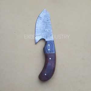 Couteau en acier damas fait à la main Bushcraft Skinner couteau de survie EDC manche en bois avec gaine en cuir couteaux de chasse - Product Image 5