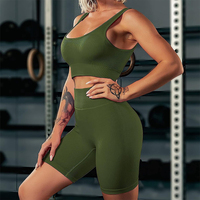 Nouvel arrivage d'ensembles courts de gymnastique pour femmes ensembles de deux pièces soutien-gorge de sport ajusté avec short sans couture ensembles de yoga vêtements de sport actifs