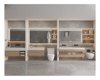 Meuble-lavabo moderne en bois résistant à l'eau avec éclairage LED, à poser, en contreplaqué, avec armoire latérale