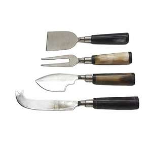 4-Piece Rounded Stainless Steel <b>Blades</b> Resin Wood Handles Cheese <b>Knife</b> Set Dishwasher Safe Eco-Friendly for Serving Cheese - Product Image 6