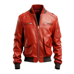 Chaqueta de bombardero de cuero personalizada con logotipo bordado de impresión para hombre y mujer ropa de calle prendas de vestir exteriores de moda fábrica OEM - Product Image 1