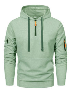 Sudadera con Cierre de Cremallera de un Cuarto, Personalizada, Lisa, Cómoda, con Logotipo Sublimado, Elástica, para Hombre - Product Image 5