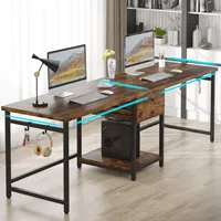 Escritorio Largo de Oficina OEM para Dos Personas con 2 Cajones, Escritorio Doble de Madera Contrachapada para Computadora, Mesa de Juego con Estantes