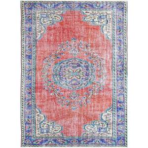 Alfombra de Lana Anudada a Mano de Gran Tamaño, Diseño Abstracto con Medallón Rojo Naranja y Patrón Rectangular para Sala de Estar, Pae-2241 - Product Image 1