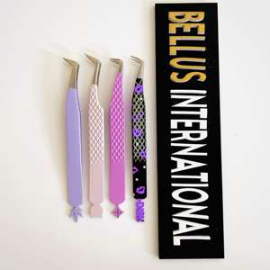 Pince à cils à pointe argentée à 90 degrés avec logo personnalisé Pince d'extension de cils de 10 mm avec pointe en fibre - Product Image 2