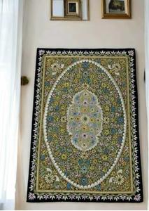 แผงติดผนังผ้ากำมะหยี่สี่เหลี่ยมลายดอกไม้สีทองทำด้วยมือของตกแต่งบ้านของแขวนผนังทั่วโลก - Product Image 3