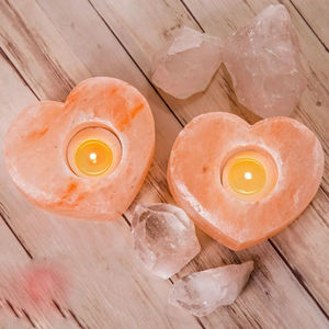 Porte-bougie en forme de cœur en sel de l'Himalaya |   Sel rose naturel pour la décoration intérieure et le bien-être spa, approche holistique de guérison - Product Image 2
