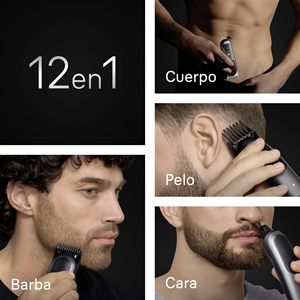 Kit de toilettage électrique rechargeable tout-en-un IPX7 USB, plusieurs longueurs pour barbe, cheveux, oreilles, nez et corps, gris - Product Image 4