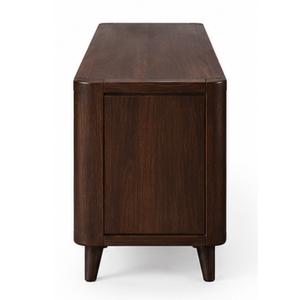 Mueble Moderno de Madera Maciza con Puerta Corredera de Persiana, Cajones y Estantes Abiertos para TV, Muebles de Sala de Estar Estilo Mediados de Siglo - Product Image 4