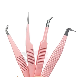 Pinzas para Extensiones de Pestañas, Pinzas Antideslizantes para una Colocación Precisa de las Pestañas, Ligeras, de Acero Inoxidable - Product Image 1