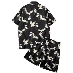 Nouveau gros Satin hommes chemises et shorts ensemble en grande taille à 5XL été chaud partout imprimer hawaïen plage porter motif 3D - Product Image 2