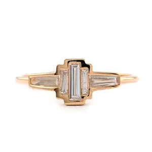 Kadınlar için 18K katı altın hakiki elmas yüzük nişan yüzüğü toptancı takı