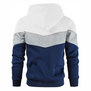 Sweat à capuche tendance blanc, gris et bleu, style streetwear moderne et décontracté avec poche kangourou, prix de gros abordable - Product Image 2