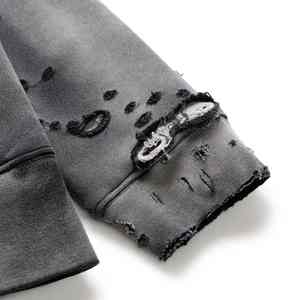 เสื้อฮู้ดดี้ผ้าฝ้ายเฟรนช์เทอร์รี่ 100% สไตล์สตรีทแวร์แบบทำสีซีดจาง ลุคดิสเทรส สำหรับผู้ชาย เหมาะสำหรับฤดูหนาว ล้างสีแบบแอซิดวอช - Product Image 3