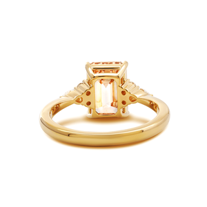 Bague de fiançailles en diamant naturel brun 2,5 carats, pierres en grappe taille émeraude, diamant fantaisie, bague en platine - Product Image 3